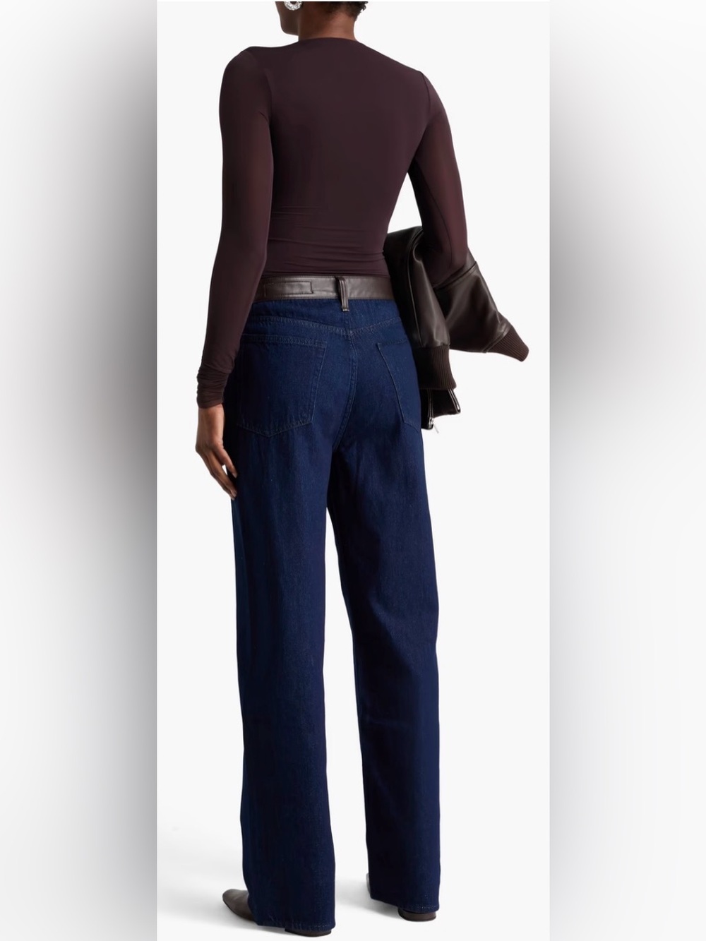 Rag & bone Lori mid-rise wide-leg jeans w/ faux leather accents Dark blue 30 NWT - Picture 8 of 12